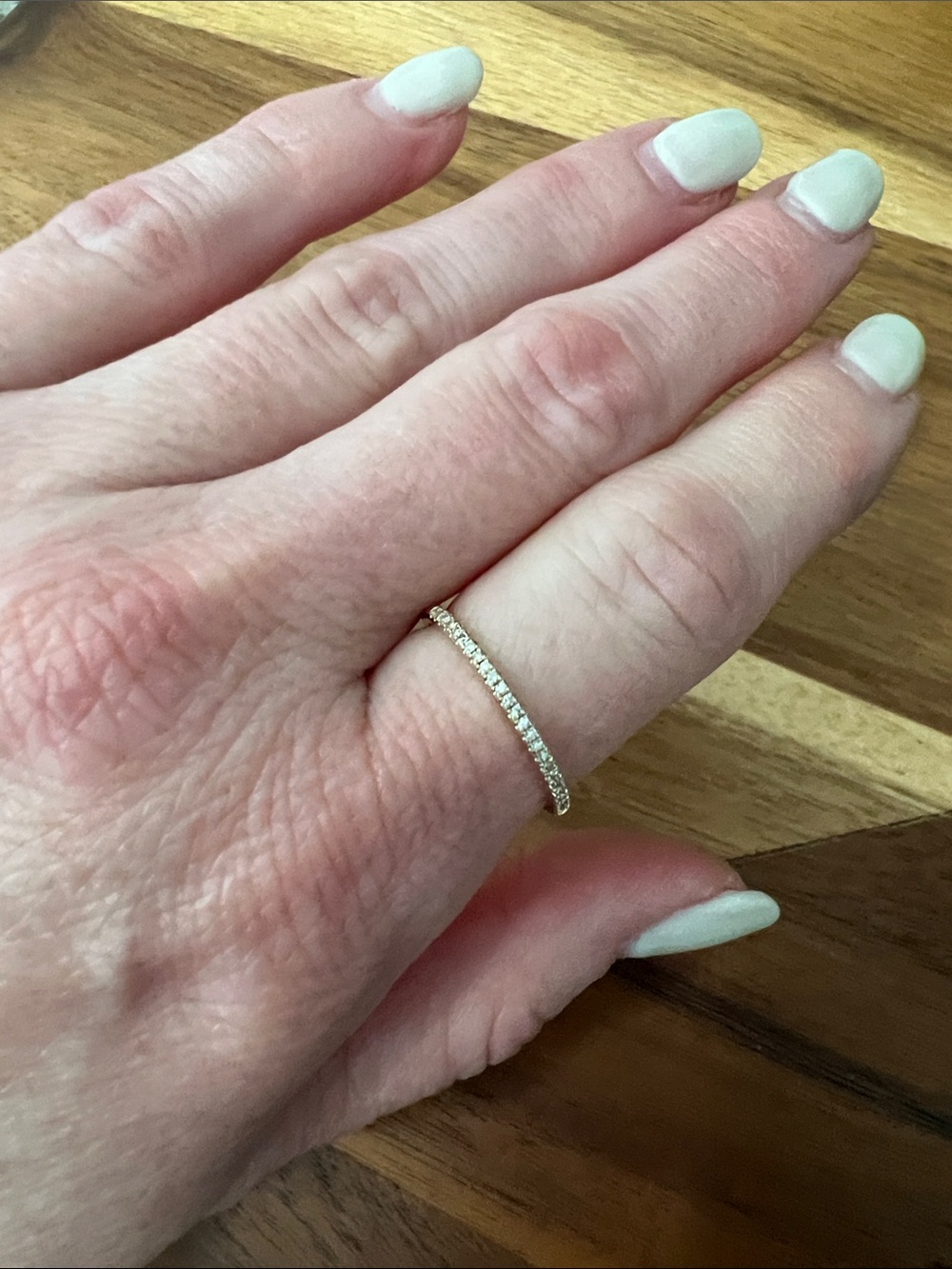 Delicate 14k solid gold diamond half Eternity Band - gold - Picture 6 of 8